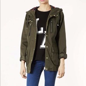 TOPSHOP Leather Elbow Patch Utility Jacket